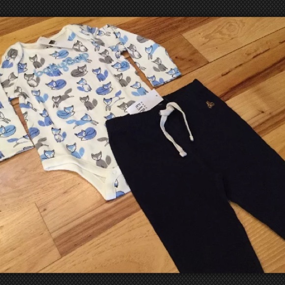 Gap 0 3 Months Fox Shirt & Navy Blue Pants - Picture 2 of 3